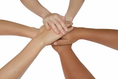Ekip çalışması kavramı, iş takım birleşen eller co bir arada tutan