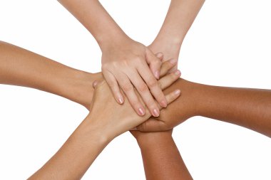 Ekip çalışması kavramı, iş takım birleşen eller co bir arada tutan