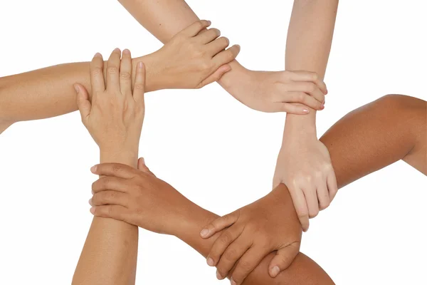 Teamwork concept,Business team joining hands holding together co — Stock Photo, Image