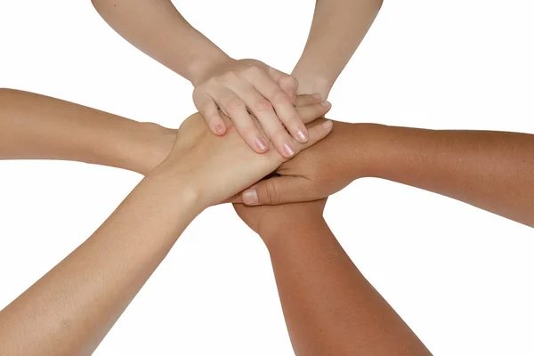 Teamwork concept,Business team joining hands holding together co — Stock Photo, Image