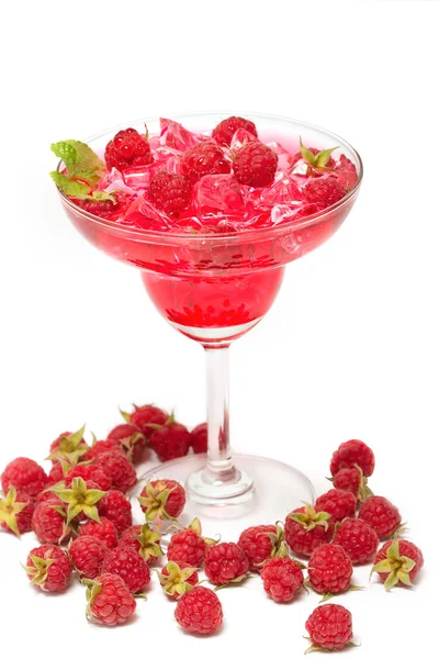 之所以果汁饮料与新鲜 rasberries，健康的水果饮料 — 图库照片