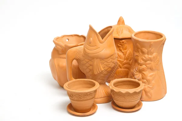 Grupp av lera vaser för trädgårdsarbete — Stockfoto