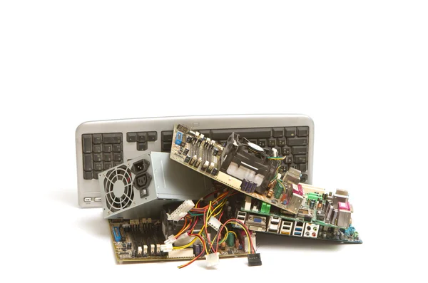 Resíduos de componentes electrónicos e informáticos — Fotografia de Stock