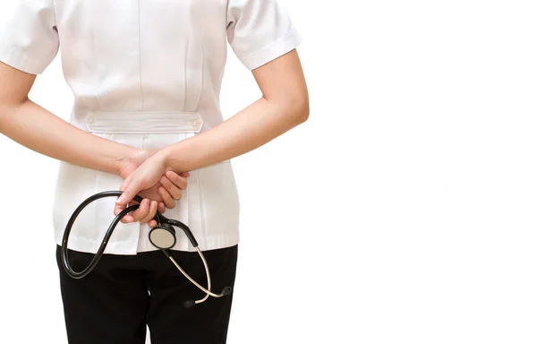 Doktor izole stetoskop ile — Stok fotoğraf