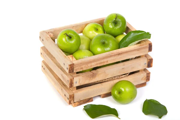 Green Monkey apple or jujubes in wooden crate — Stock Photo, Image