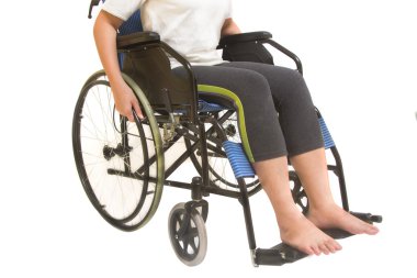 A disabled woman posing in a wheelchair isolated  clipart