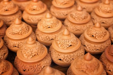 Geleneksel Tay kil çömlek, Nonthaburi, Tayland.