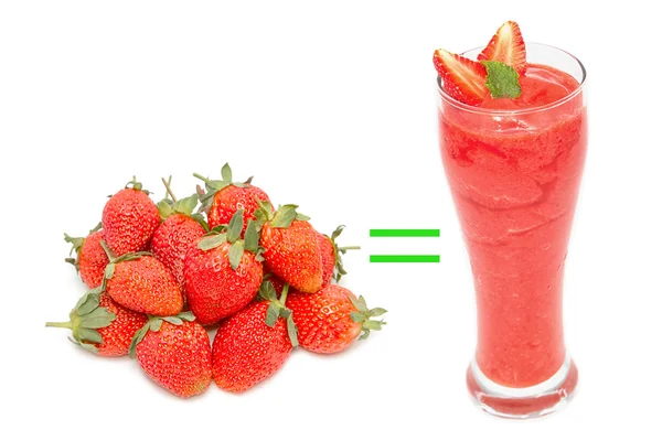 Verse strawbeery en strawberry smoothie — Stockfoto