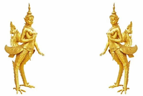 Arte thailandese Statua di Kinnaree: La mitica metà uccello mezza donna — Foto Stock