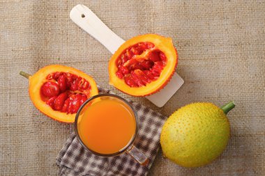 Gac fruit, Baby Jackfruit with juice clipart