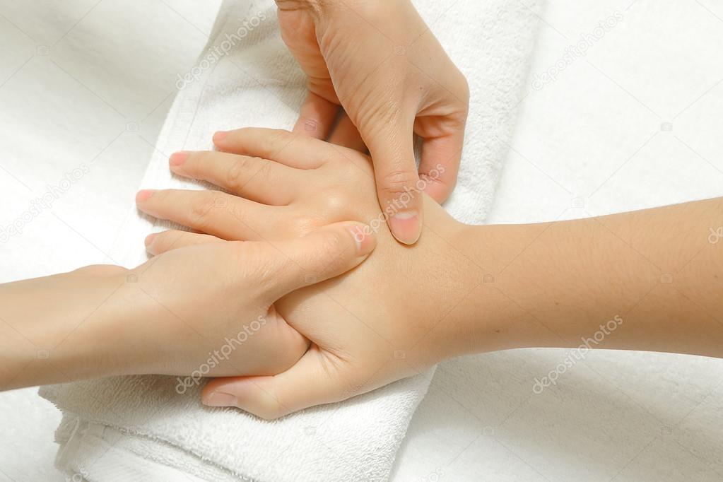 Hand and finger massage in relax spa