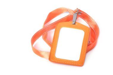 Turuncu boyun askısı ile boş kimliği veya güvenlik kartı