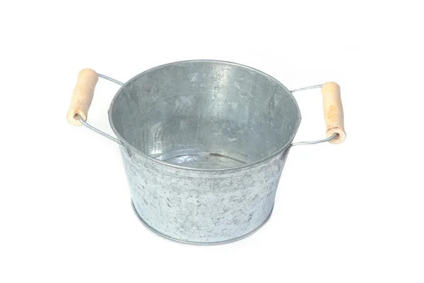 Bank galvanized flower bucket — Stock Photo, Image