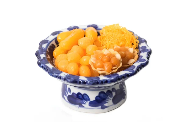 Asian dessert ,made of bean-paste ,egg yoke fudge balls cooked i — Stock Photo, Image