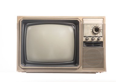 izole beyaz zemin üzerine eski bir tv