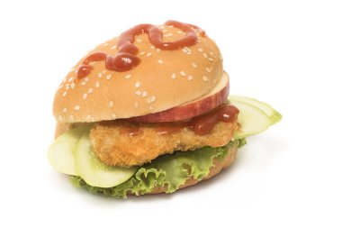 Beyaz arka plan üzerinde izole taze balık burger