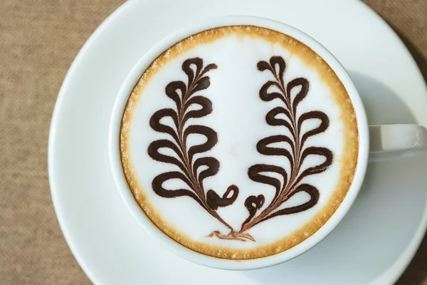 Café arte latte no café — Fotografia de Stock