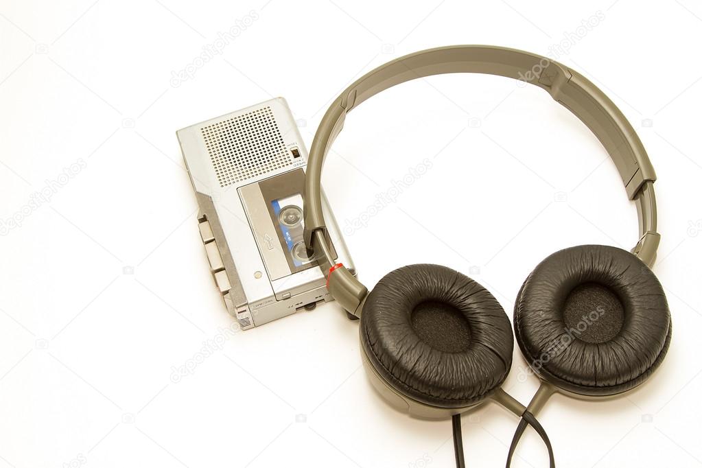 vintage audio casstette player and head phone