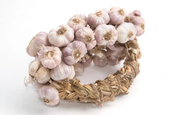 Bundle of garlic isolated on white backgrond — Stock Photo, Image