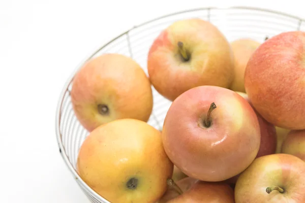 Organic apples in basket isolate on white — Stock Photo, Image