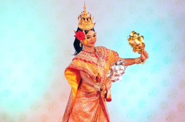 Bangkok, Tayland - 15 Ocak: Tay geleneksel kıyafet. aktörler p