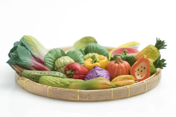 Handmade and Variety of miniature clay vegetable and Fruits — Stock Photo, Image