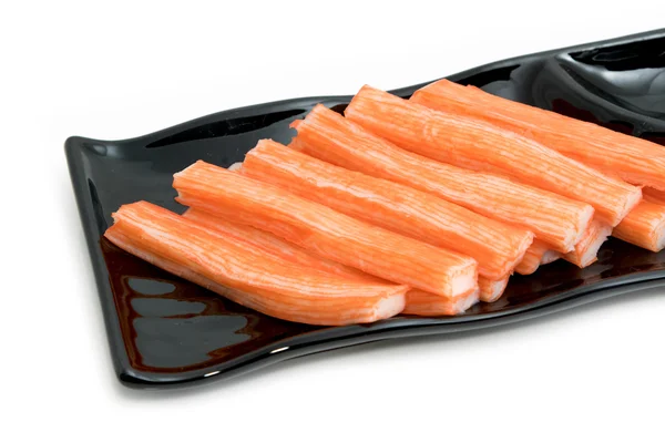 Imitation Crab Stick  in plate on white background — Stock Photo, Image