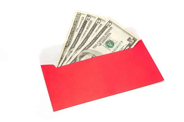 Amerikanische Dollars im roten Paket — Stockfoto