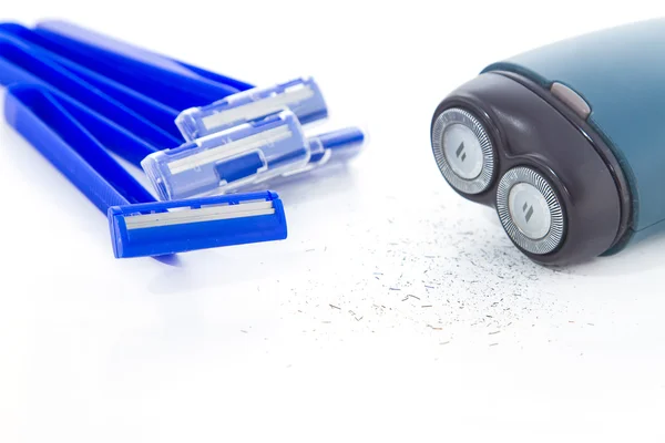 Shaving machine and  razor on white background — Stock Photo, Image