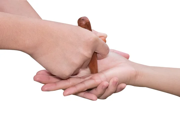 Reflexology hand  massage,Thai  spa massage  treatment  with woo — Stock Photo, Image