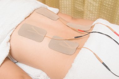 TENs therapy, Electrodes of tens device on back muscle clipart