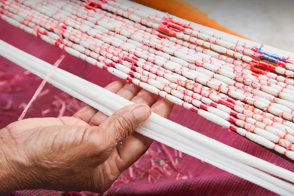 Tie Dye Technique Of Threads Before Weaving Clothes — Stock Photo, Image