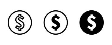 Dolar para nakit ikonu, ödeme madeni madeni madeni para kazanç ikonlar düğme, vektör, işaret, sembol, logo, illüstrasyon, düzenlenebilir vuruş, düz tasarım biçimi beyaz lineer pictogram izole