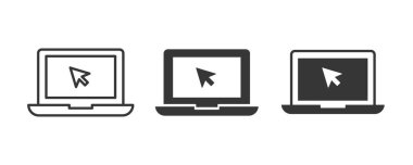 İşaretleyici ile dizüstü bilgisayar, imleç ile imleç laptop simgesi, ekran mobil bilgisayar, arama tıklama faresi, Not Defteri kişisel görüntüleme