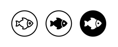 Balık ikonu. Balık logosu şablonu. Balıkçılık kulübü veya çevrimiçi dükkanın yaratıcı vektör sembolü.