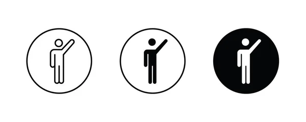 Людина показує, показує позиції фігури палиці, кнопку людських іконок, вектор, знак, символ, логотип, ілюстрацію, змінений хід, стиль плоского дизайну ізольовано на білій лінійній піктограмі — стоковий вектор