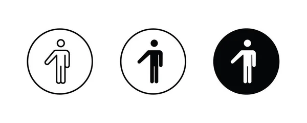 Man shows, showing stick figure positions, human icons button, vector, sign, σύμβολο, λογότυπο, εικονογράφηση, επεξεργάσιμο εγκεφαλικό επεισόδιο, flat design style isolated on white linear pictogram — Διανυσματικό Αρχείο