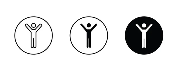 Happy Man Icon Man Raised Arms Stick Figure Happiness Freedom — Stock Vector