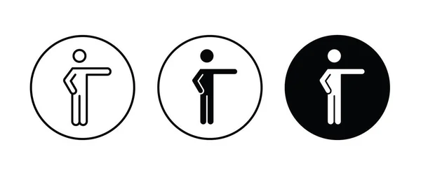 Людина показує, показує позиції фігури палиці, кнопку людських іконок, вектор, знак, символ, логотип, ілюстрацію, змінений хід, стиль плоского дизайну ізольовано на білій лінійній піктограмі — стоковий вектор