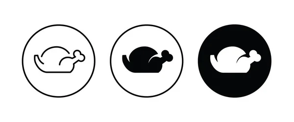 Botón de iconos de plato de pollo, vector, signo, símbolo, logotipo, ilustración, carrera editable, estilo de diseño plano aislado en pictograma lineal blanco — Vector de stock