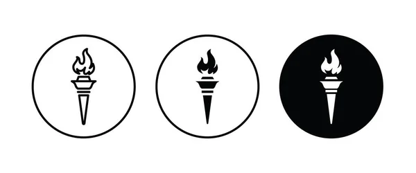 Torch Victory Flame Botón de iconos de fuego, vector, signo, símbolo, logotipo, ilustración, carrera editable, estilo de diseño plano aislado en pictograma lineal blanco — Vector de stock