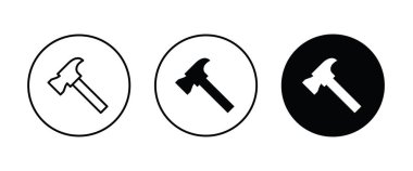 Çekiç Simgesi, Carpenter Çekiç simgeleri düğmesi, vektör, işaret, logo, illüstrasyon, düzenlenebilir vuruş, düz tasarım biçimi beyaz çizgisel piktogramda izole edilmiş