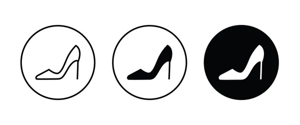 高跟鞋图标 女鞋图标按钮 可编辑笔画 白色线形象形文字的平面设计风格 — 图库矢量图片