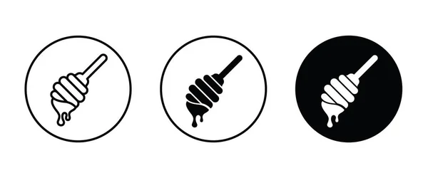 Tropfendes Honig Symbol Löffel Für Honig Symbole Taste Vektor Zeichen — Stockvektor
