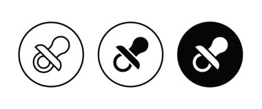 bebek emziği ikonu, kukla, sakinleştirici, ip. Meme ucu simgeleri düğmesi, vektör, işaret, sembol, logo, illüstrasyon, düzenlenebilir vuruş, düz tasarım biçimi beyaz çizgisel piktogram üzerinde izole edilmiş