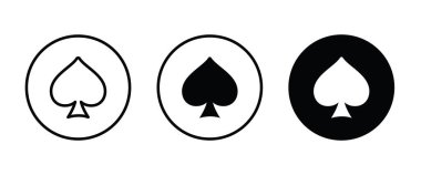 Maça As Oynama Kart vektör simgesi simgesi, vektör, işaret, logo, illüstrasyon, düzenlenebilir vuruş, düz tasarım biçimi beyaz doğrusal pictogram üzerinde izole