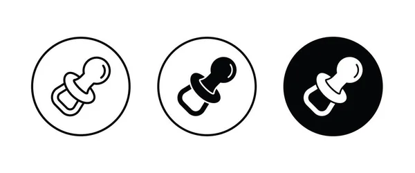 Bebek emziği ikonu, kukla, sakinleştirici, ip. Meme ucu simgeleri düğmesi, vektör, işaret, sembol, logo, illüstrasyon, düzenlenebilir vuruş, düz tasarım biçimi beyaz çizgisel piktogram üzerinde izole edilmiş — Stok Vektör