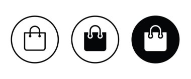 Alışveriş torbası - Vector simgesi, kağıt torba vektörü, işaret, sembol, logo, illüstrasyon, düzenlenebilir vuruş, düz tasarım biçimi beyaz çizgisel piktogramda izole edilmiş