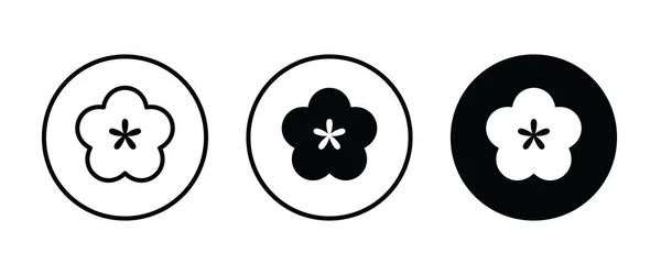 花のアイコンボタン,ベクトル,記号,ロゴ,イラスト,編集可能なストローク,白に隔離されたフラットデザインスタイル — ストックベクタ