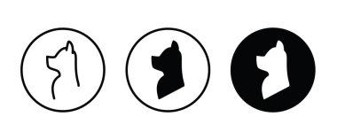 Köpek kafası simgesi, köpek tuşu, vektör, işaret, sembol, logo, illüstrasyon, düzenlenebilir vuruş, düz tasarım biçimi beyaz çizgisel piktogramda izole edilmiş.